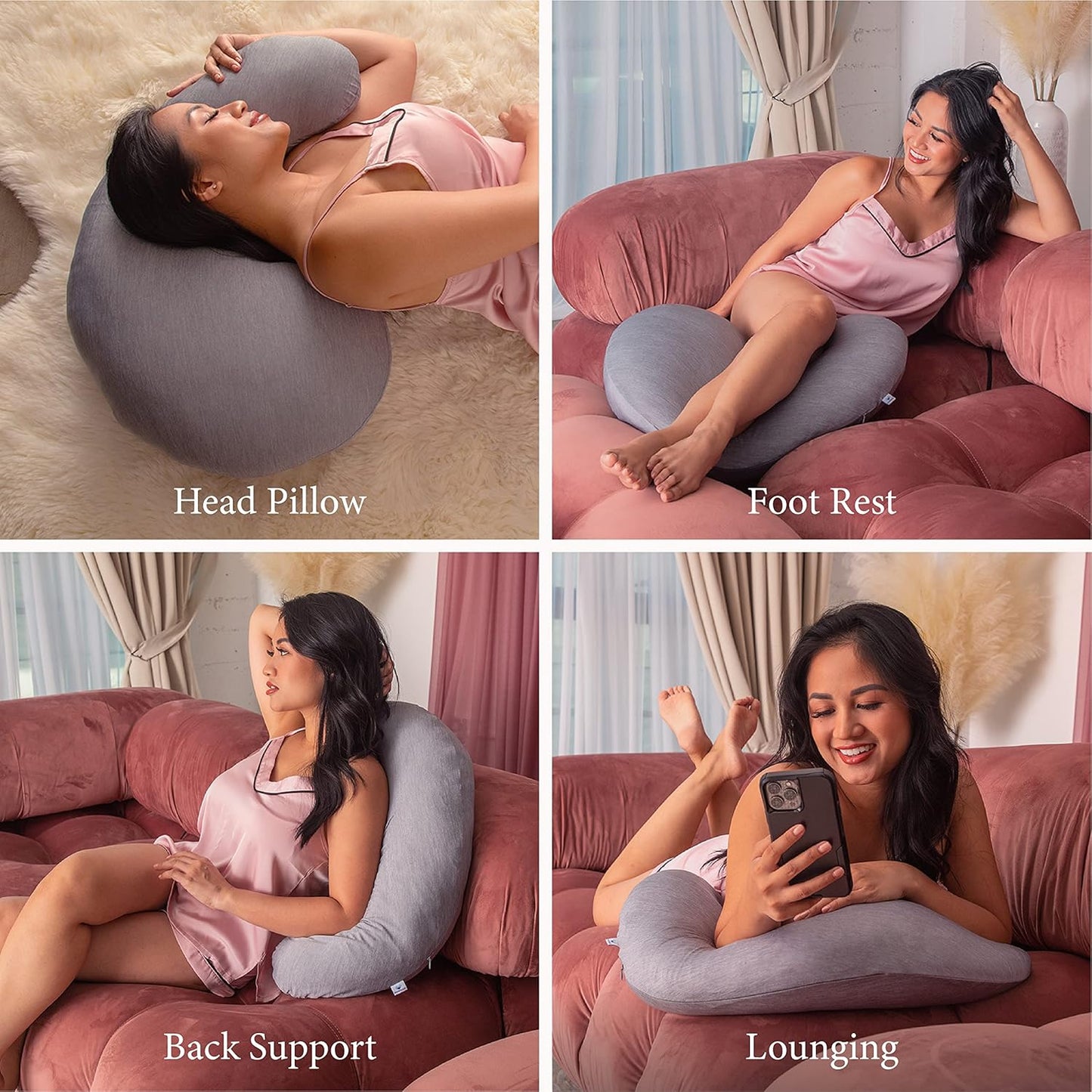 PharMedoc My Little Bean Nursing Pillow - Dark Grey Cooling Fabric