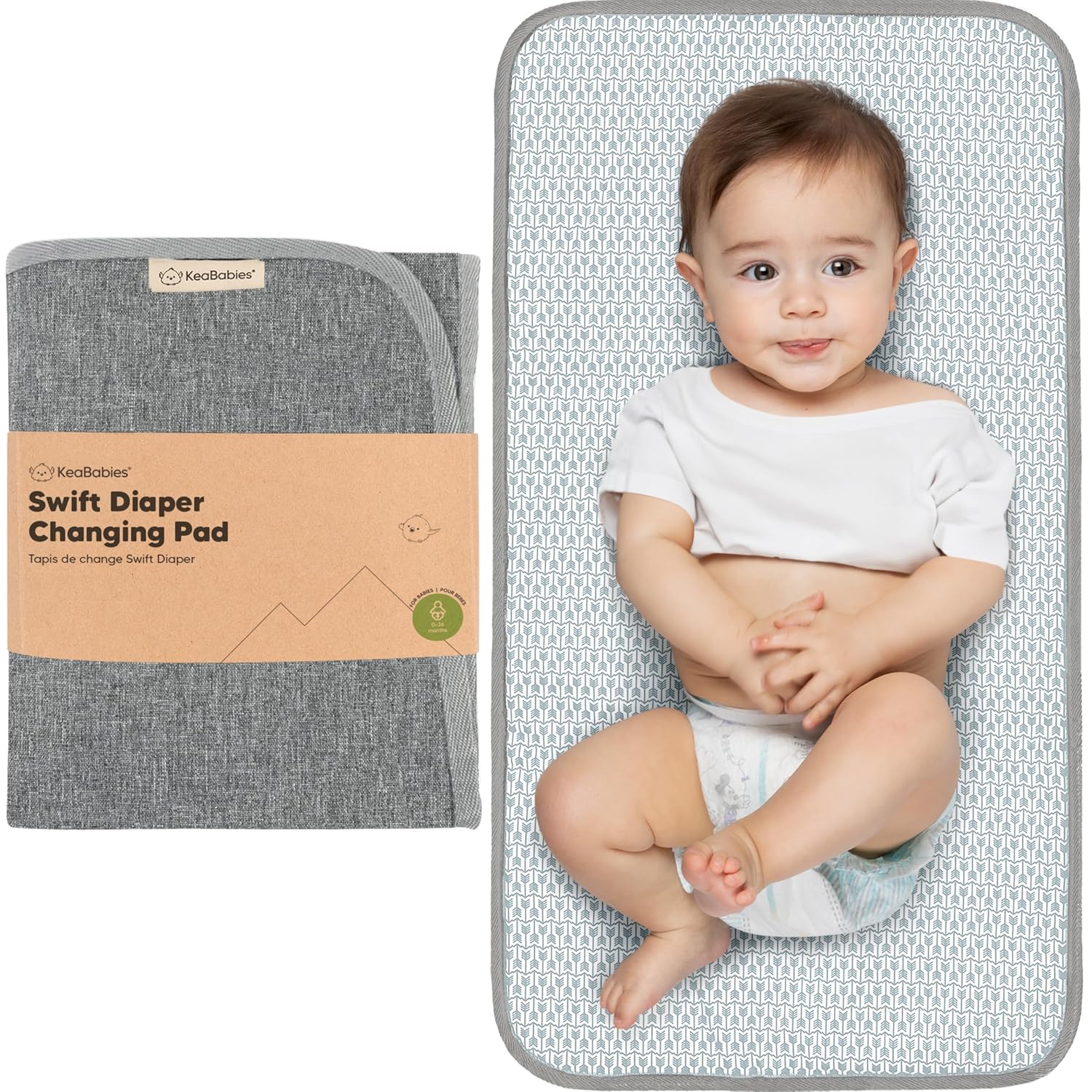 KeaBabies SWIFT Diaper Changing Mat Classic Gray