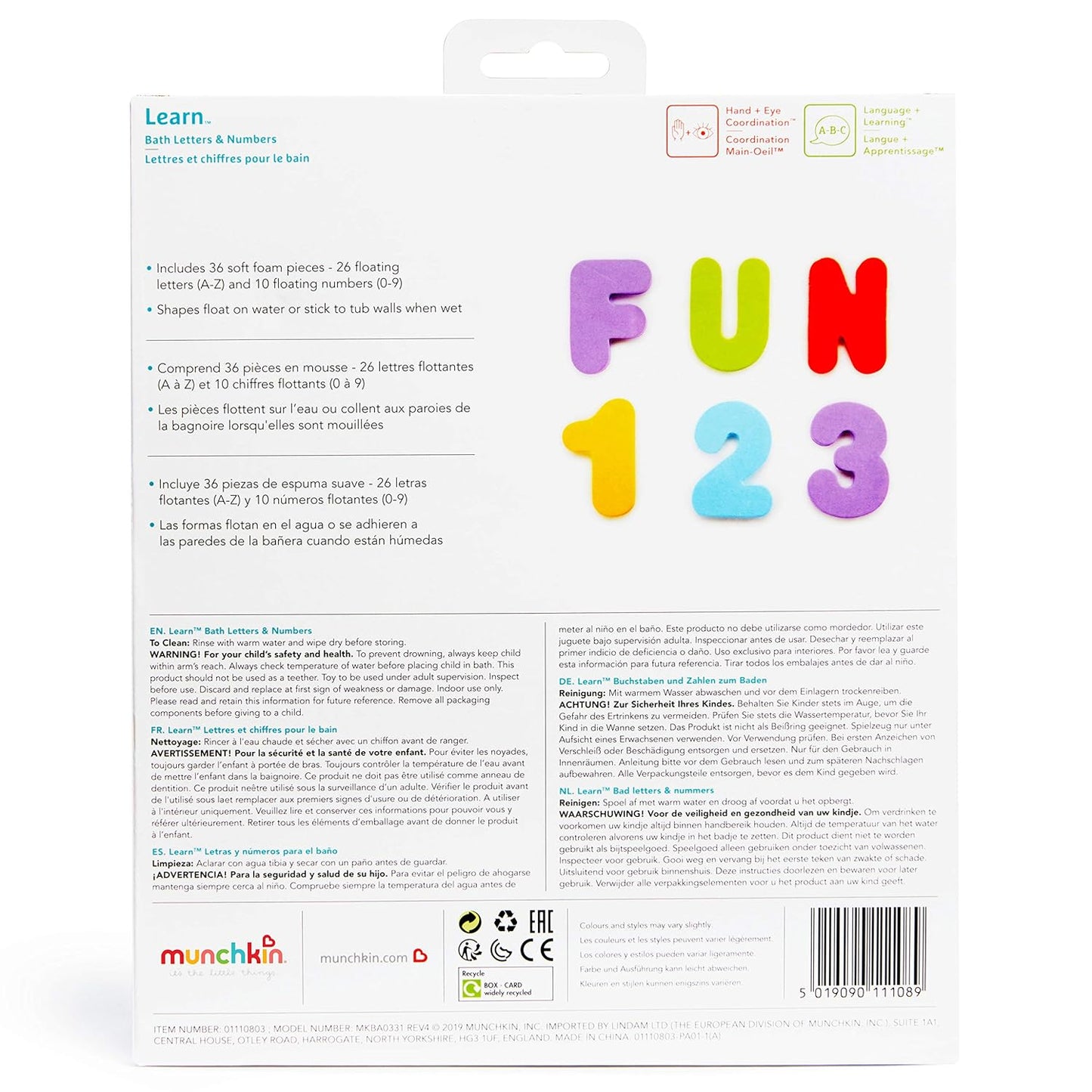 Munchkin Learn Bath Letters&Numbers-Brights
