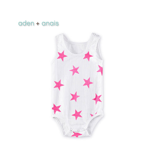Aden + Anais Pink Star Tank Top Bodysuit