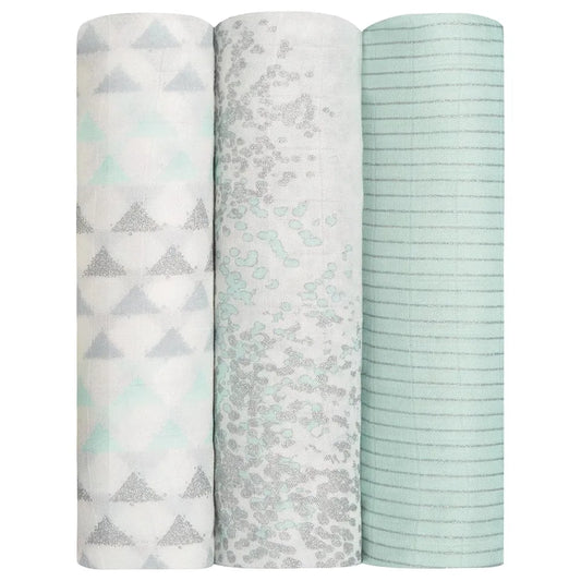 Aden + Anais Silky Soft 3-Pack Swaddles Metallic Skylight Birch