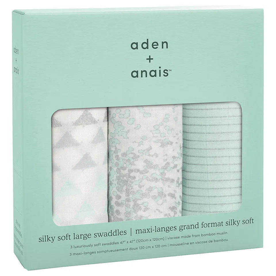 Aden + Anais Silky Soft 3-Pack Swaddles Metallic Skylight Birch