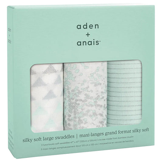 Aden + Anais Silky Soft 3-Pack Swaddles Metallic Skylight Birch