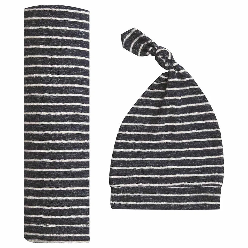 Aden + Anais Snuggle Knit Swaddle Gift Set Navy Stripe