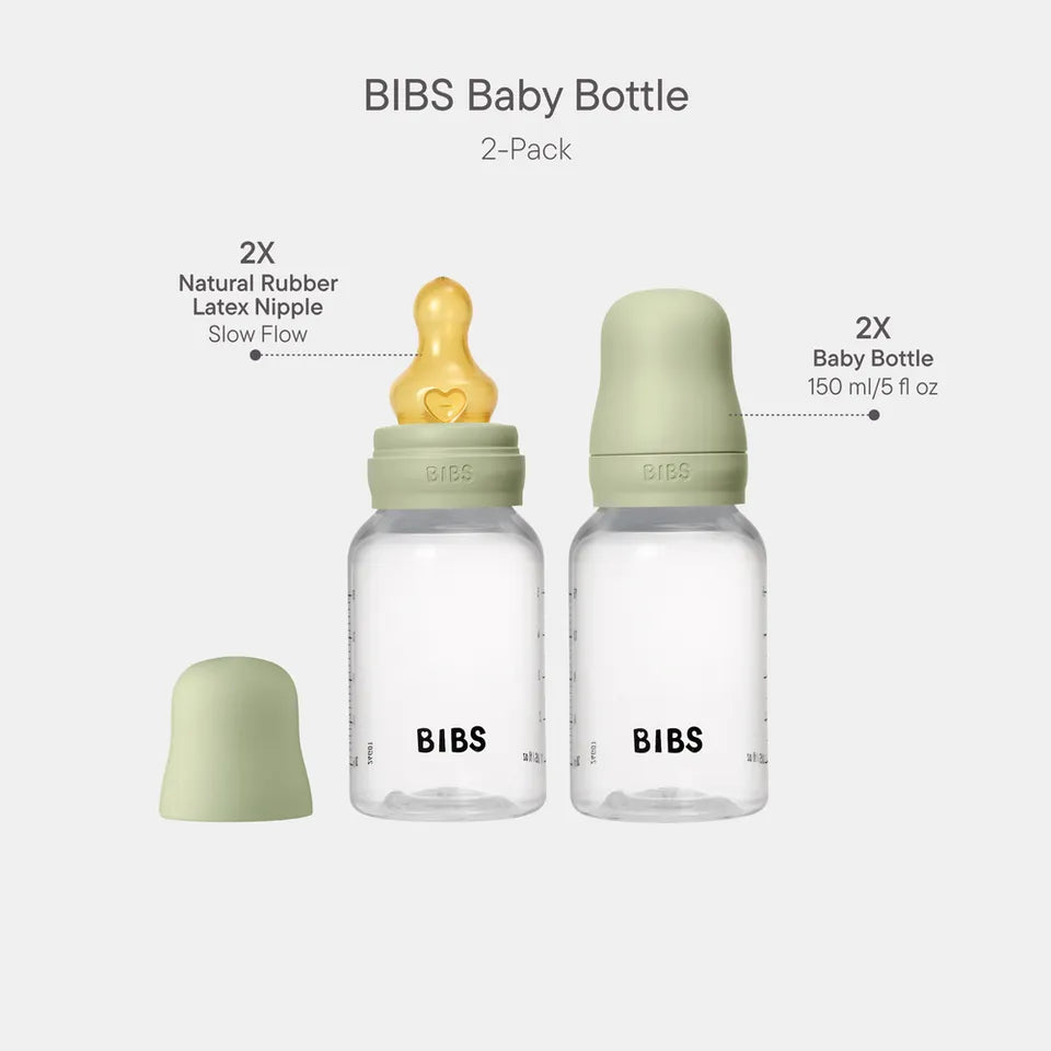 BIBS Baby Bottle Round 2 Pack Latex 150ml Slow Flow