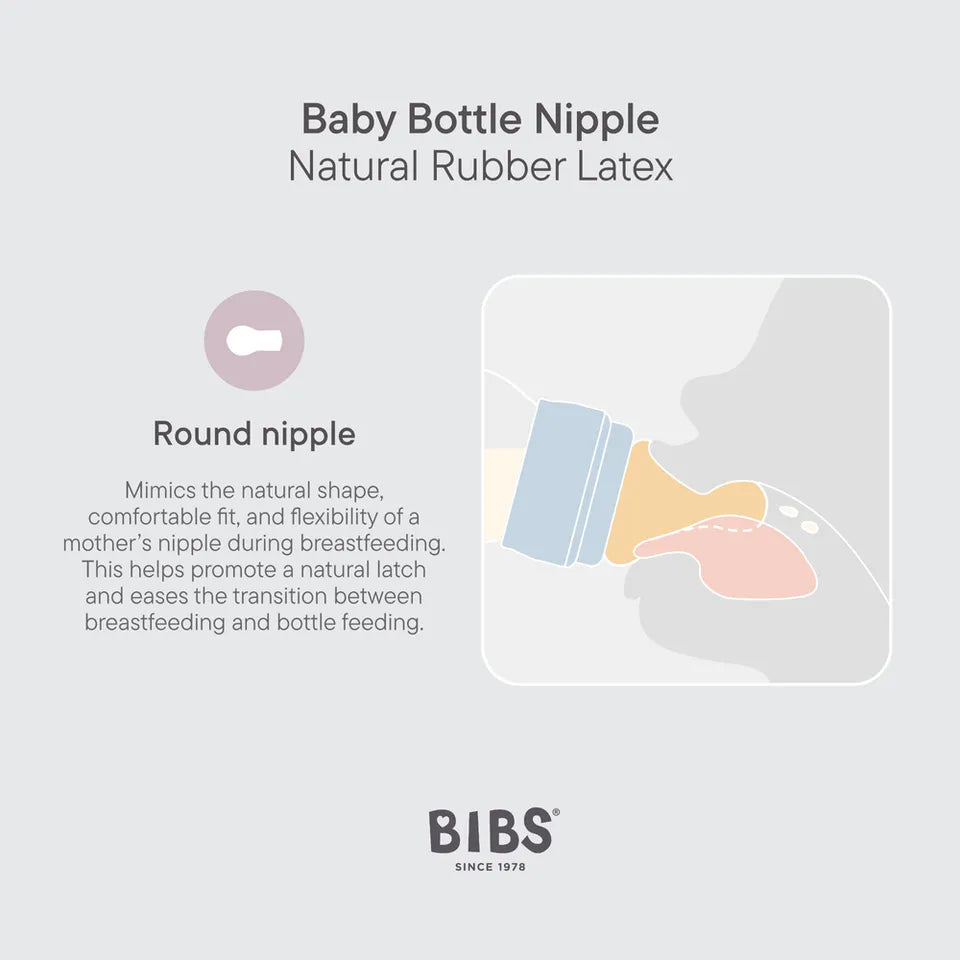 BIBS Baby Bottle Round 2 Pack Latex 150ml Slow Flow