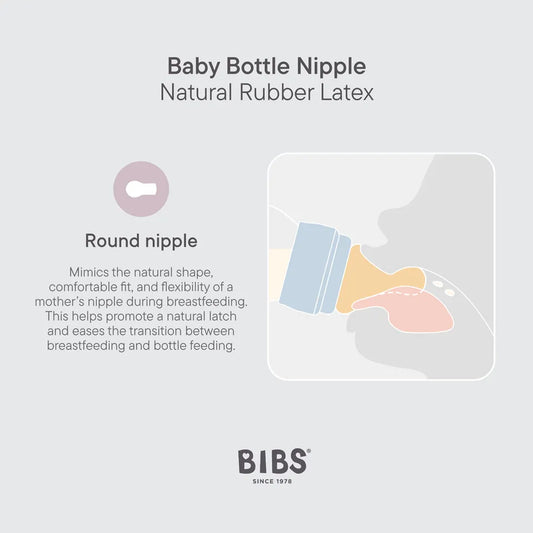BIBS Baby Bottle Round 2 Pack Latex 150ml Slow Flow