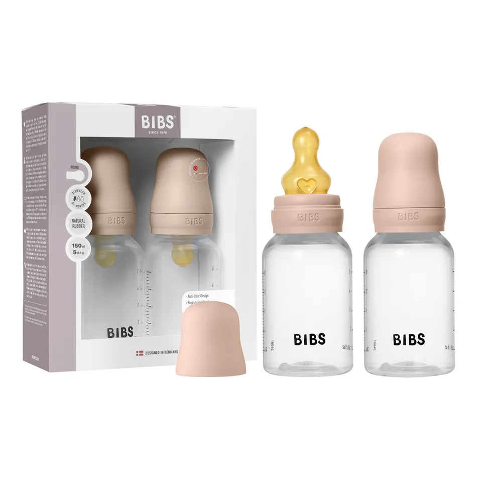 BIBS Baby Bottle Round 2 Pack Latex 150ml Slow Flow