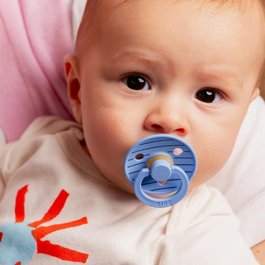 BIBS Studio Colour Pacifier 2 Pack Pin Latex - Sky Blue Mix