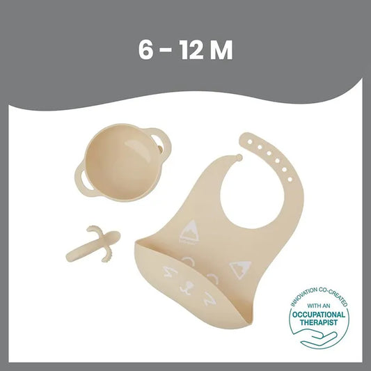 Babymoov First ISY 3pcs Silicone Bowl, Spoon & Bib Baby Weaning Set