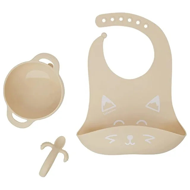 Babymoov First ISY 3pcs Silicone Bowl, Spoon & Bib Baby Weaning Set