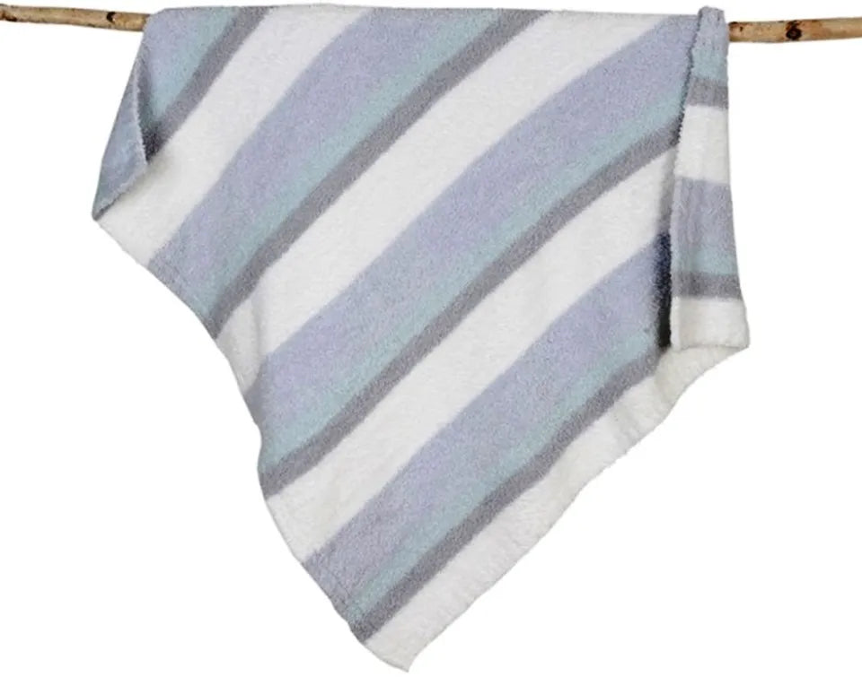 Barefoot Dreams® CozyChic® Multi Striped Stroller Blanket - White/Ocean/Aqua Ice/Blue