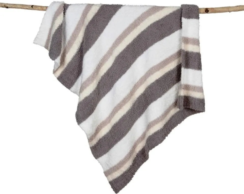 Barefoot Dreams® CozyChic® Multi Striped Stroller Blanket -  White/Stone/Cream/Dove/Gray