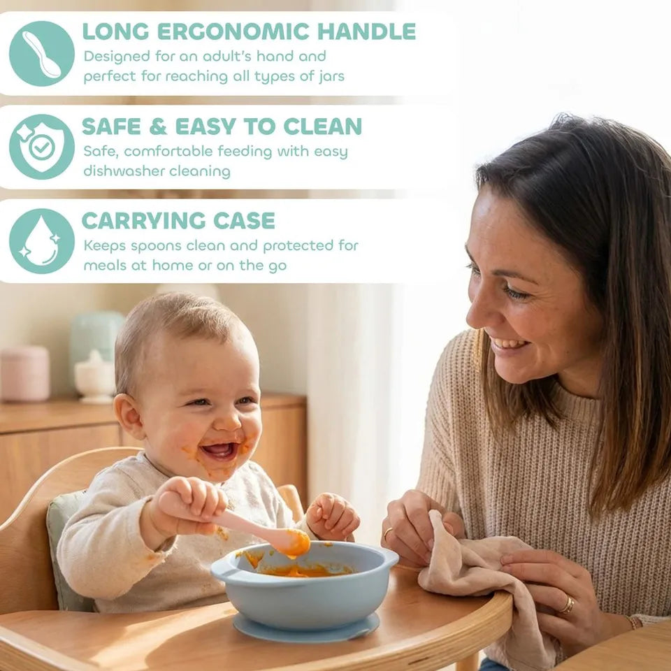 Beaba 1st Age Silicone Spoons & Carrying Case Set - 3 Pcs