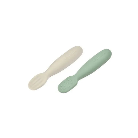 Beaba Set of 2 Silicone Pre Spoons SageGreen VelvetGrey