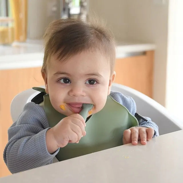 Beaba Set of 2 Silicone Pre Spoons SageGreen VelvetGrey