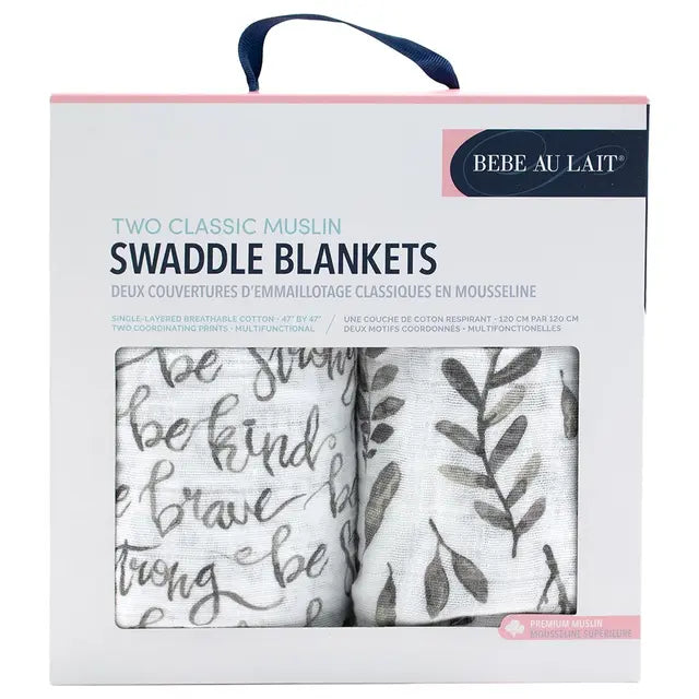 Bebe Au Lait Swaddle JustBe/Leaves 2pk