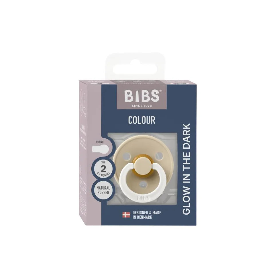 Bibs Pacifier Colour Glow In The Dark Pacifier - Size 2 - Vanilla