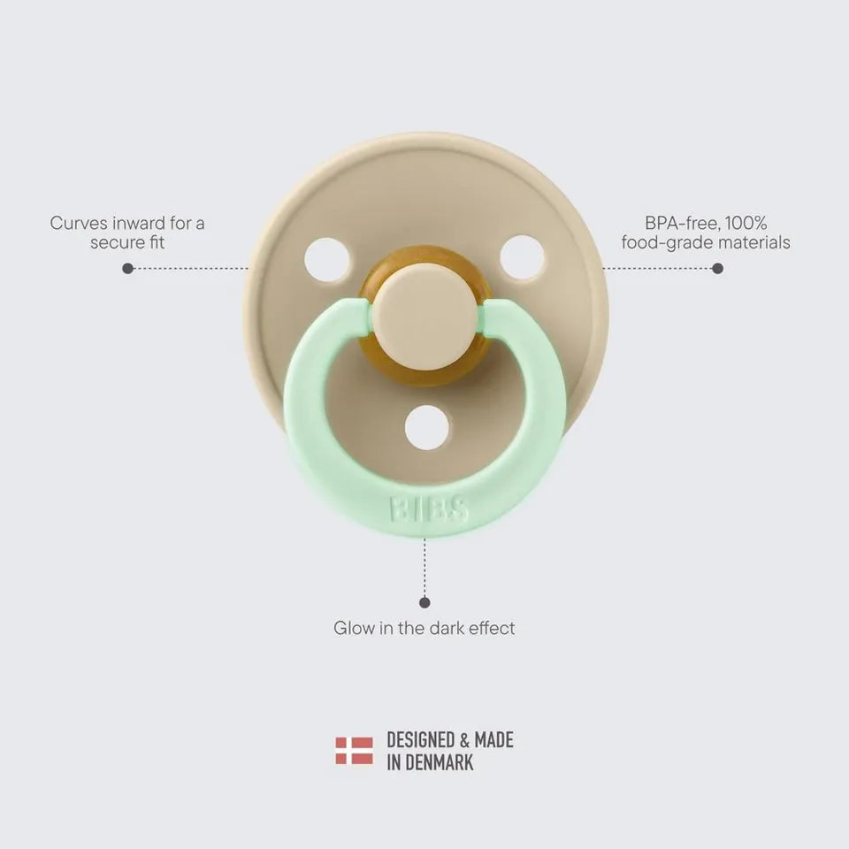 Bibs Pacifier Colour Glow In The Dark Pacifier - Size 2 - Vanilla