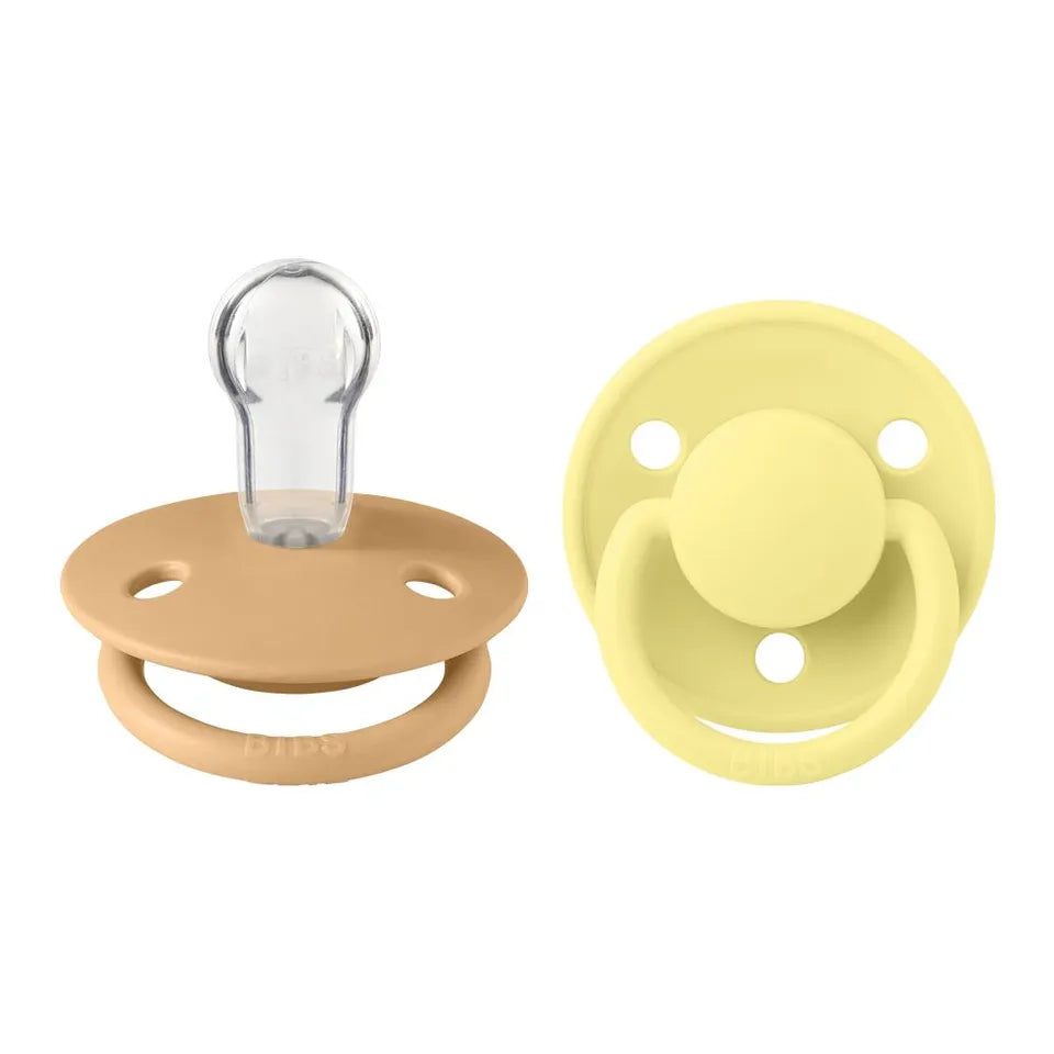 BIBS De Lux Pacifier 2 Pack Silicone Onesize Desert Sand/Sunshine