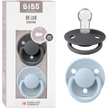 Bibs Pacifier De Lux Pacifiers  Pack of 2 - Iron/Baby Blue - OneSize