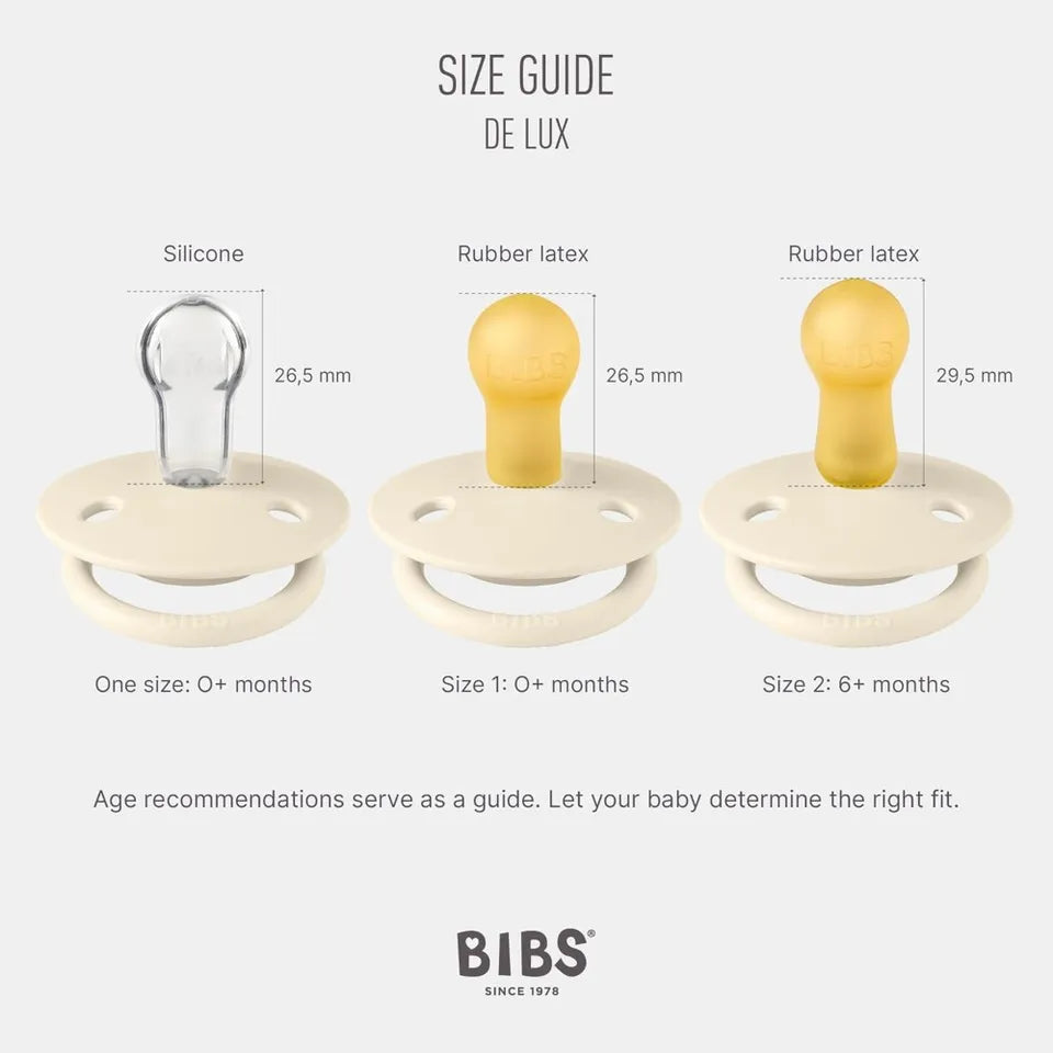 Bibs Pacifier De Lux Pacifiers  Pack of 2 - Iron/Baby Blue - OneSize