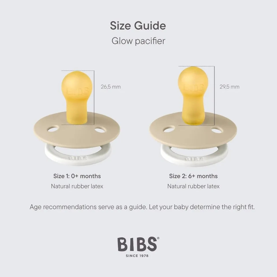 Bibs Glow Colour S2 Pacifiers - Pack of 2 - Blush/Vanilla