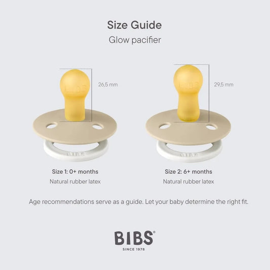 Bibs Glow Colour S2 Pacifiers - Pack of 2 - Blush/Vanilla