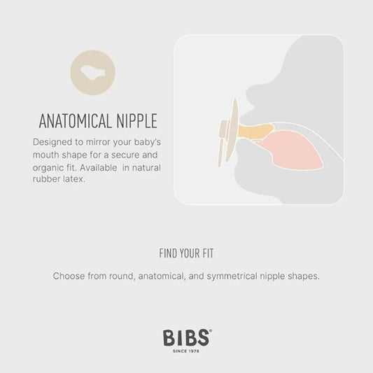 BIBS Pacifer Colour 2 Pack Latex Anatomical Nipple Size 1 Woodchuck