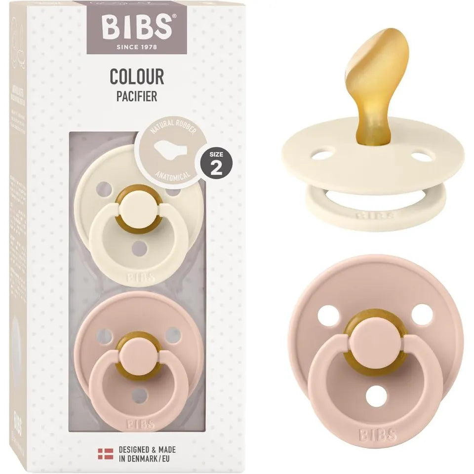 BIBS Pacifer Colour 2 Pack Latex Anatomical Size 2 Ivory Blush