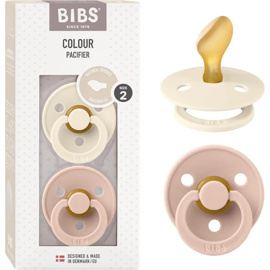BIBS Pacifer Colour 2 Pack Latex Anatomical Size 2 Ivory Blush