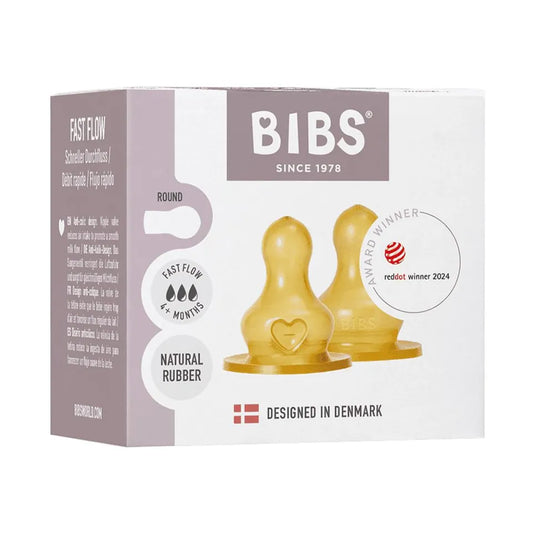 BIBS Baby Bottle Nipple Round  Latex 2 Pack