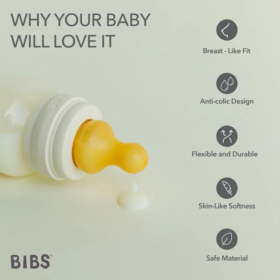 BIBS Baby Bottle Nipple Round  Latex 2 Pack