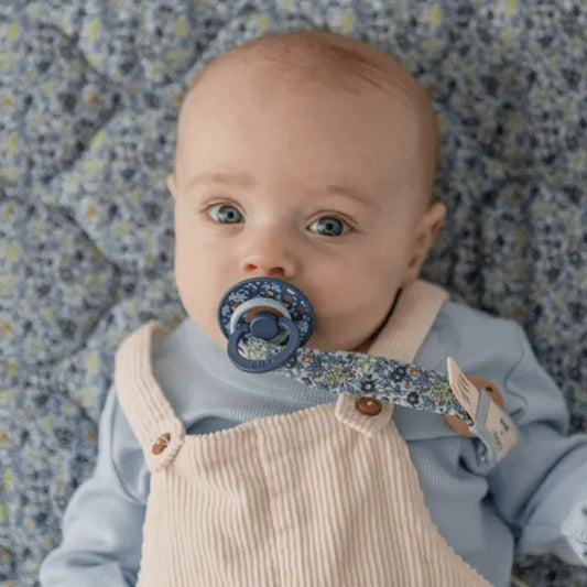 BIBS x Liberty Pacifier Clip Chamomile Lawn Violet Sky