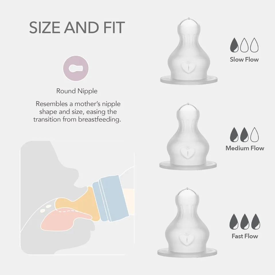 BIBS Baby Bottle Nipple Round Silicone 2 Pack
