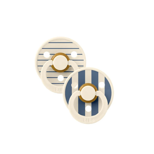 BIBS Studio Colour Pacifier 2 Pack Pin Latex - Ivory Steel Blue Mix