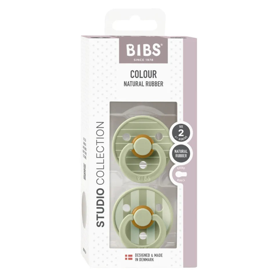 BIBS Studio Colour Pacifier 2 Pack Pin Latex - Sage Mix