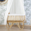 Childhome Rattan Cradle 80x40 + Mattress + Cover Off White Brown