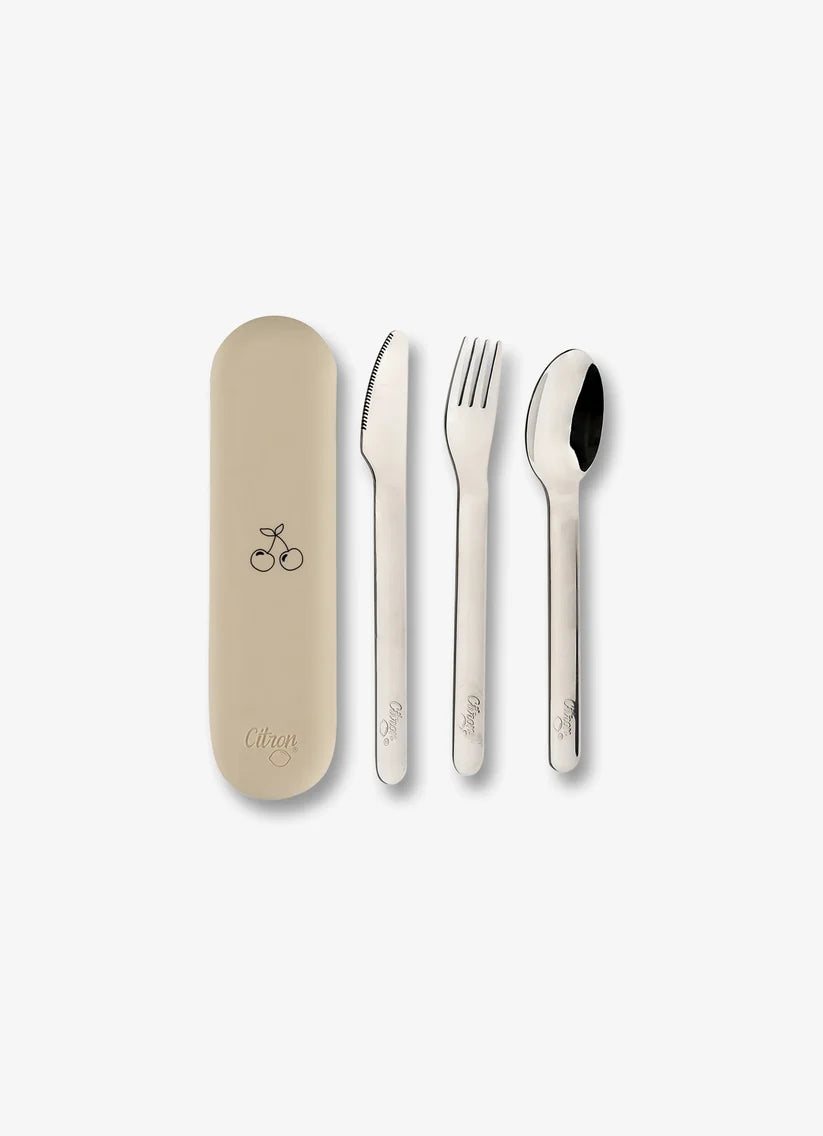 Citron Cutlery Set with Silicon Case - Cream