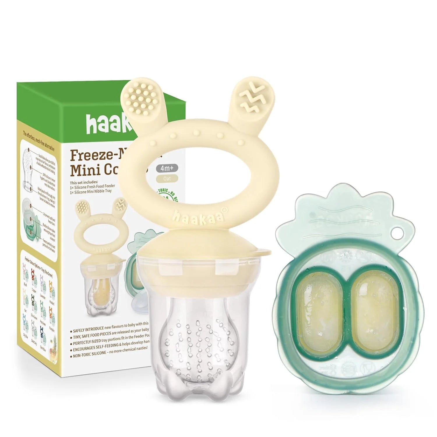 Haakaa Freeze-N-Feed Fresh Food Feeder Teether And Nibble Tray Set