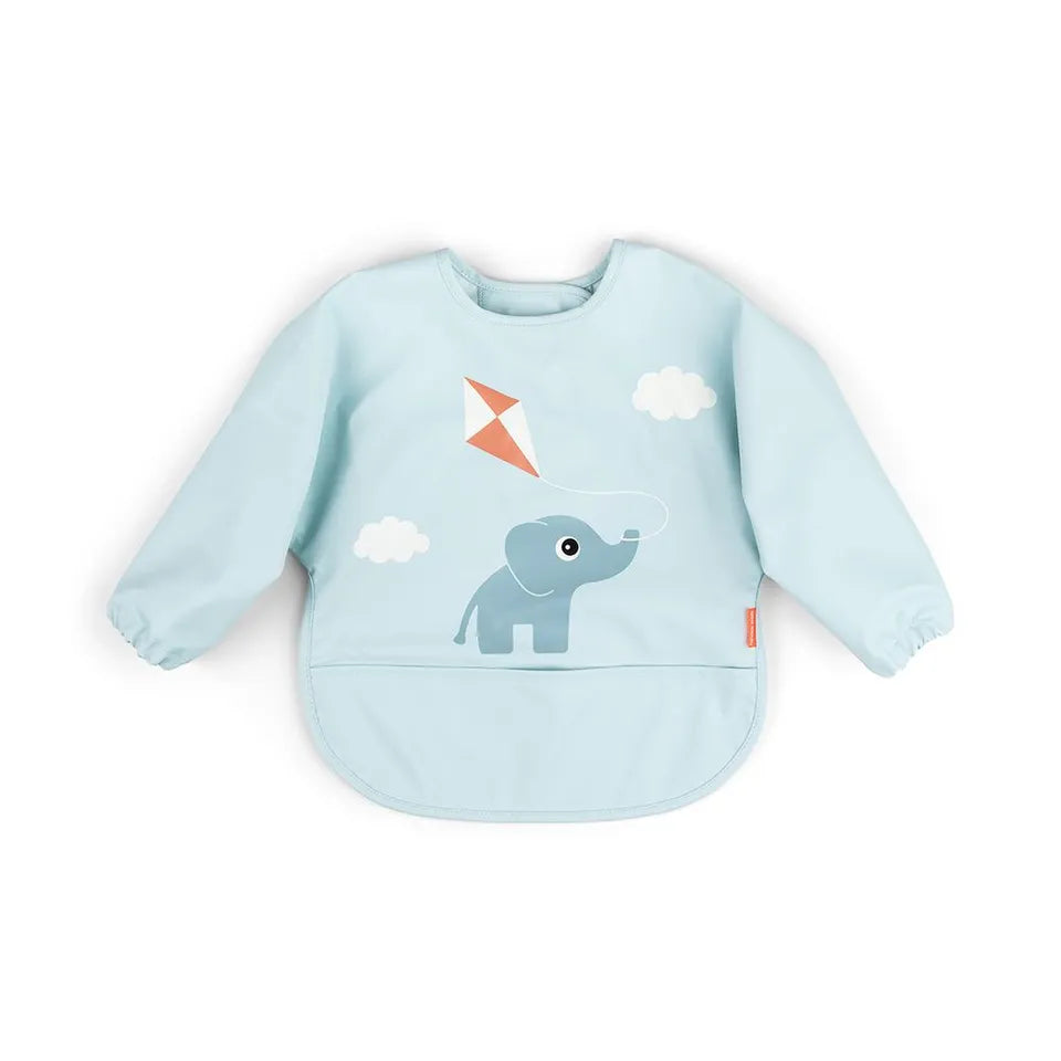 Done By Deer Sleeved Pocket Bib Playground Blue
