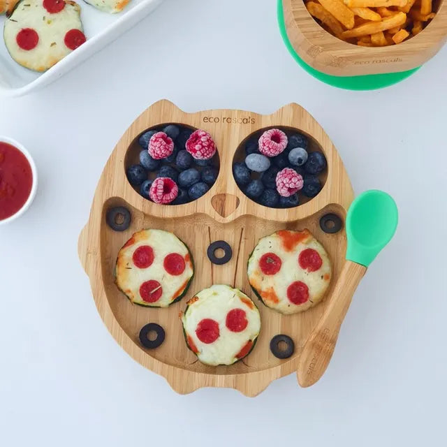 Eco Rascals Owl Shaped Bamboo Suction Plate Asst Color