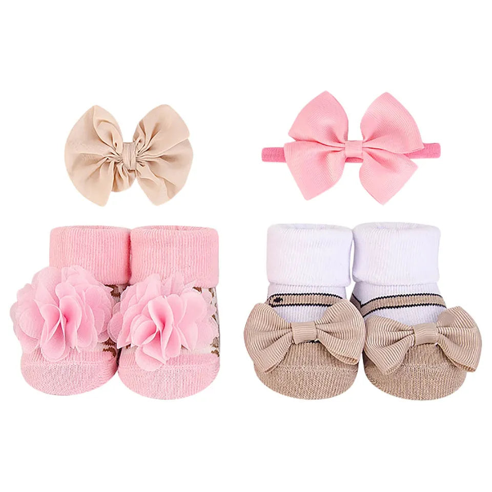 Hudson Baby Headband 2pcs & Socks 2pcs Set