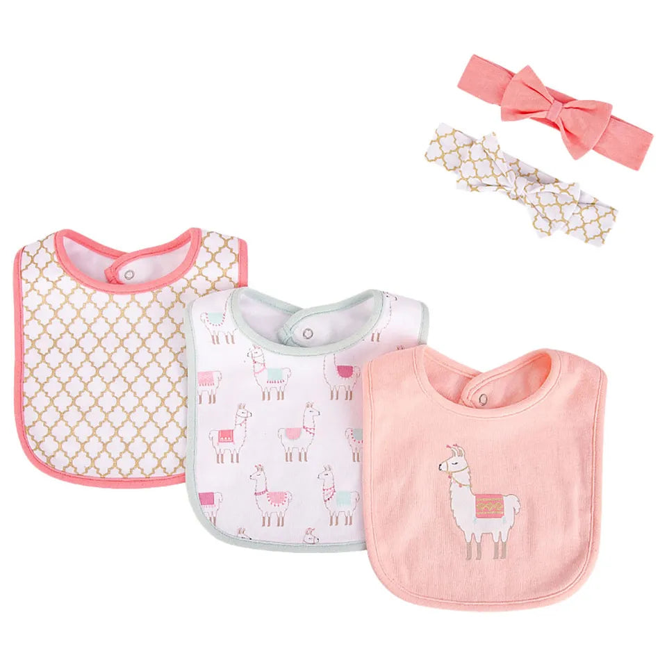 Hudson Baby Infant Girl Set Headbands & Bibs