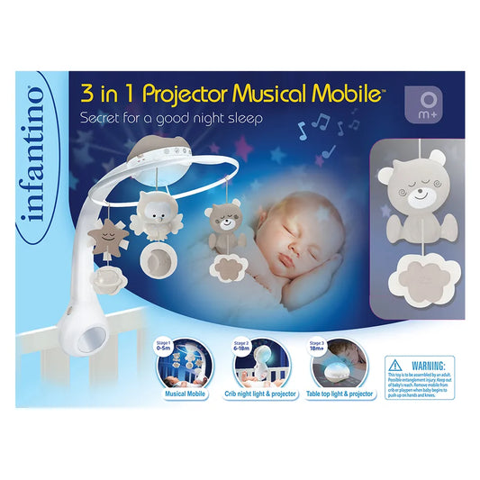 Infantino 3 In 1 Projector Musical Mobile Ecru | 0M+