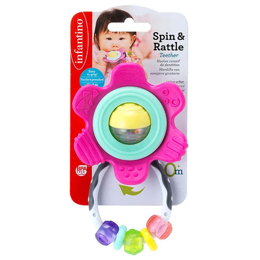 Infantino Spin & Rattle Teether Pink