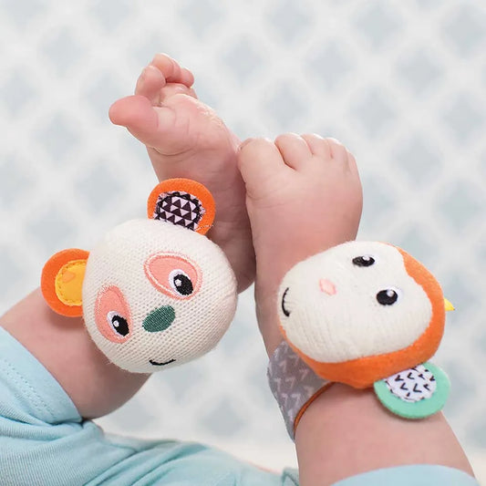 Infantino Wrist Rattles - Monkey/Panda | 0M+