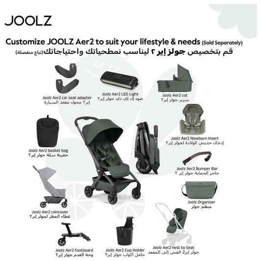 Joolz Aer² Compact & Lightweight Baby Stroller with Bumper Bar & Cup Holder