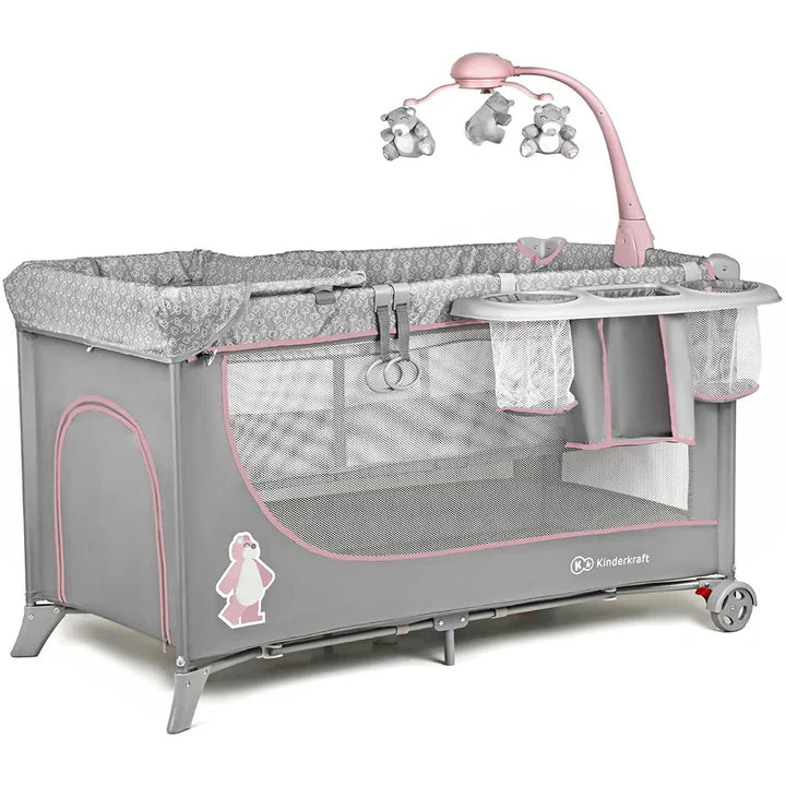 Kinderkraft Joy Folding Bed with Accessories (Pink)