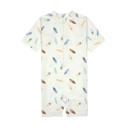 Lassig Kids Short Sleeve Sunsuit Surfboards Sea Salt